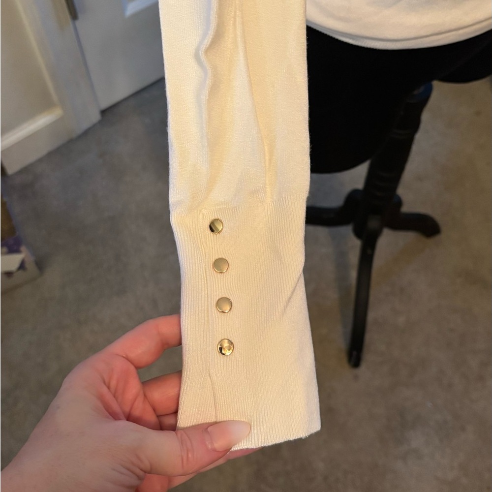 Zara Cream Sweater with Gold Button Accents